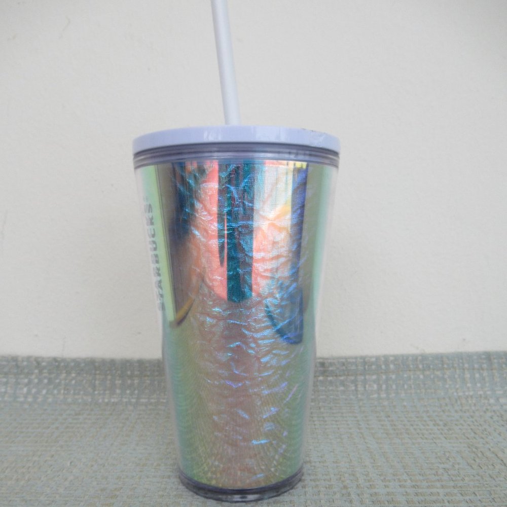New STARBUCKS 2019 Holiday Unicorn FOIL Iridescent Tumbler Cold Cup 16oz *Flaw
